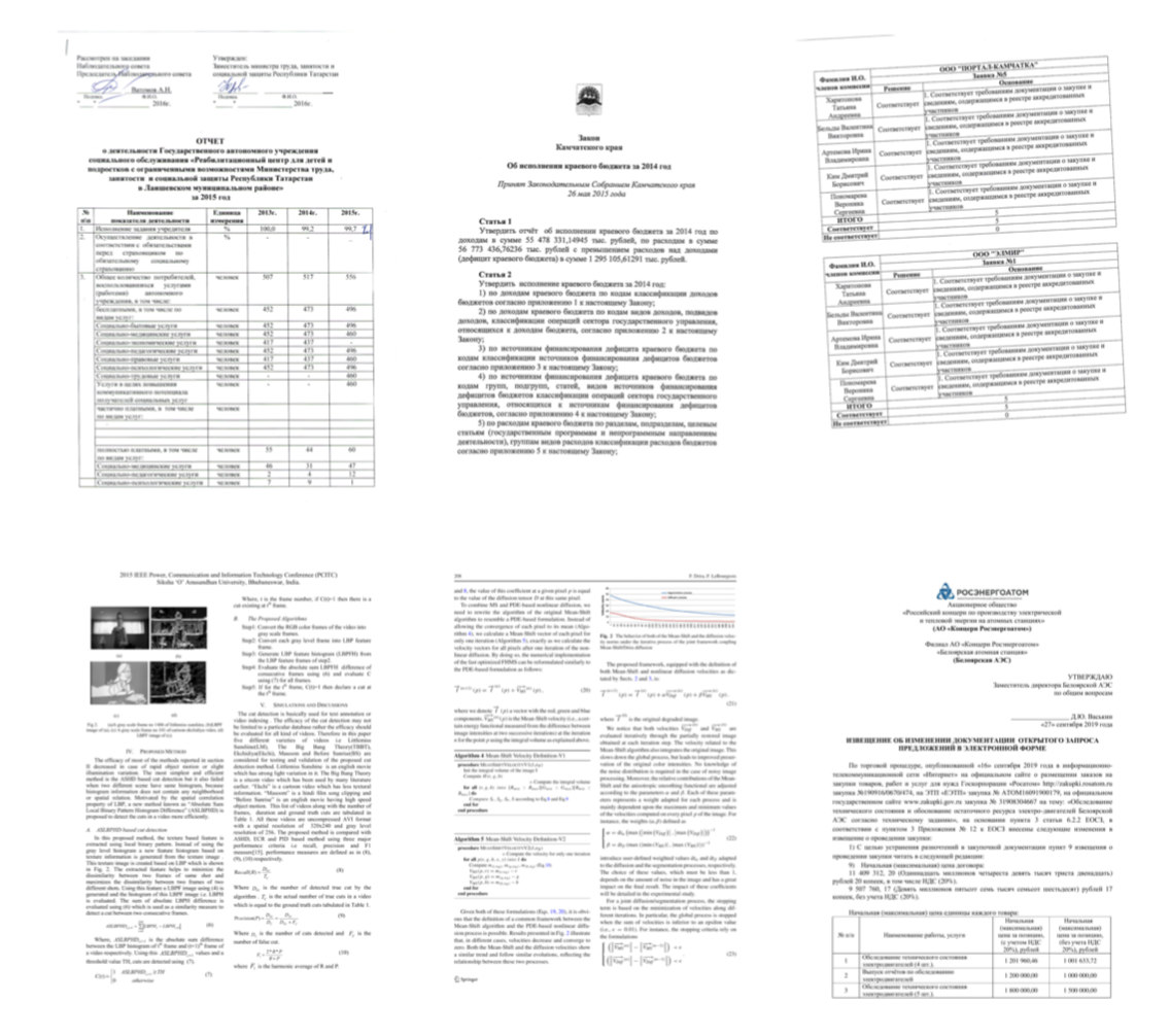 Примеры документов, для обработки которых подходит библиотека dedoc